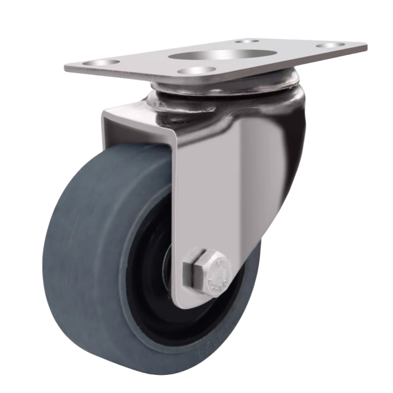 Universal 345-Inch Medium Polyurethane Trolley Wheel Base Rubber Flat Trailer Caster with Directional Steering Wheel