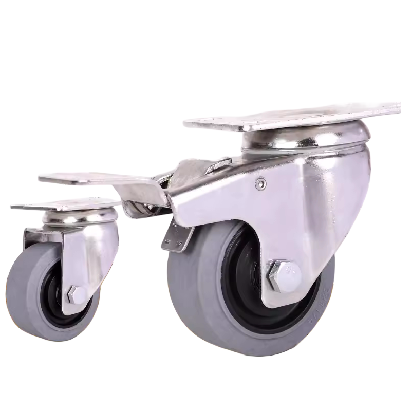 Universal 345-Inch Medium Polyurethane Trolley Wheel Base Rubber Flat Trailer Caster with Directional Steering Wheel