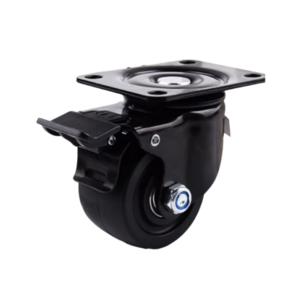 3-Inch Heavy-Duty Universal Industrial Casters Low-Center Brake Wheel Trolley Equipment with Nylon Lock