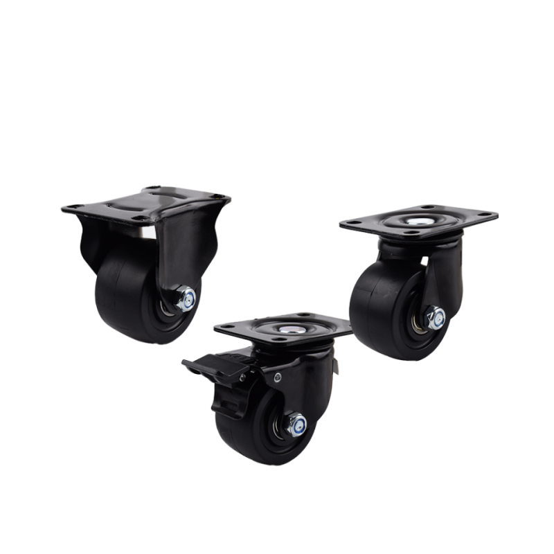 3-Inch Heavy-Duty Universal Industrial Casters Low-Center Brake Wheel Trolley Equipment with Nylon Lock