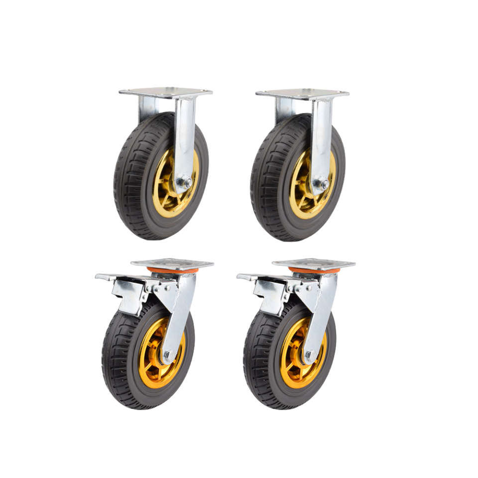 High quality  4 5 6 8 inch Heavy-duty universal wheel flatbed trolley swivel locking silent rubber caster wheels