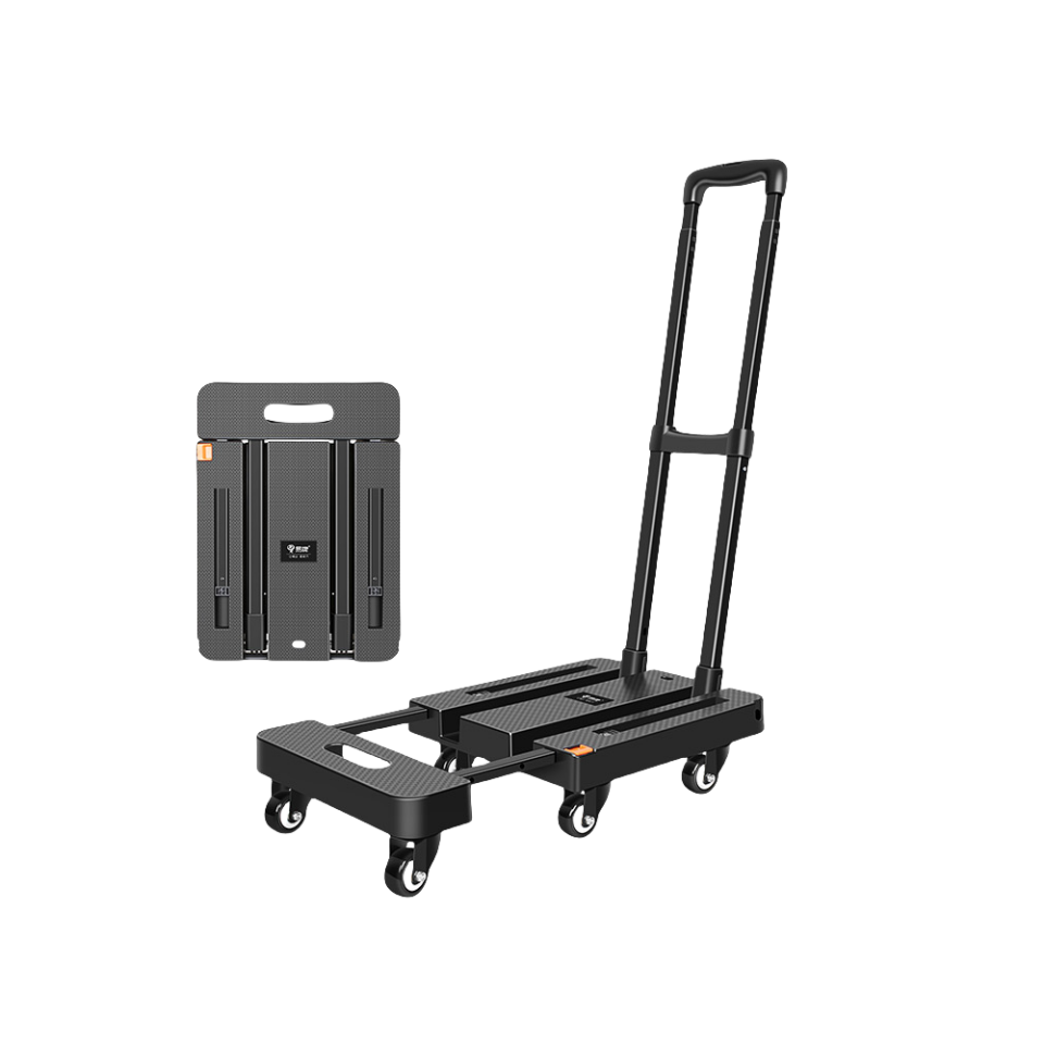 HS Foldable 440 lb Capacity Steel Luggage Platform Cart Folding Hand Truck Cart Hand Trolley