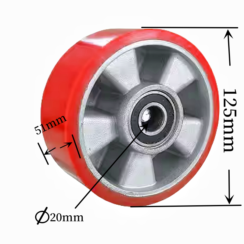 Manufacturer products4 5 6 8 Inch Industrial High Load Heavy Duty Trolley Swivel Aluminium Core PU Caster Wheels With Brake