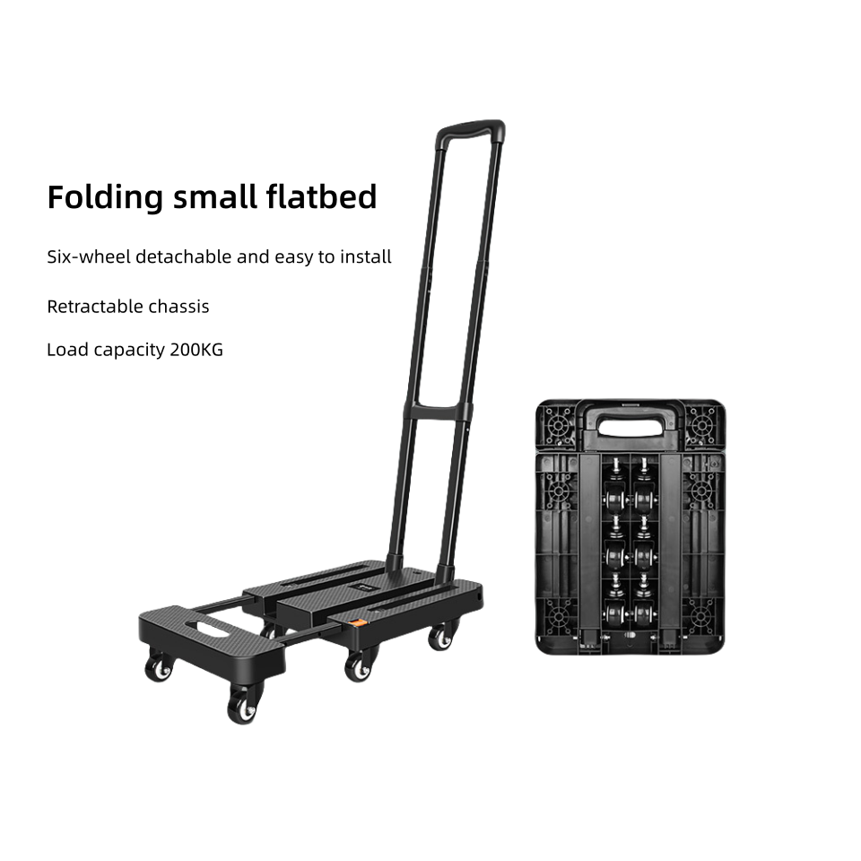 HS Foldable 440 lb Capacity Steel Luggage Platform Cart Folding Hand Truck Cart Hand Trolley