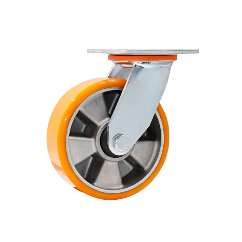 6/8 Inch Heavy Duty Iron PU Aluminium Core Locking Castors Trolley Wheels Swivel Industrial Moving Wheel Casters