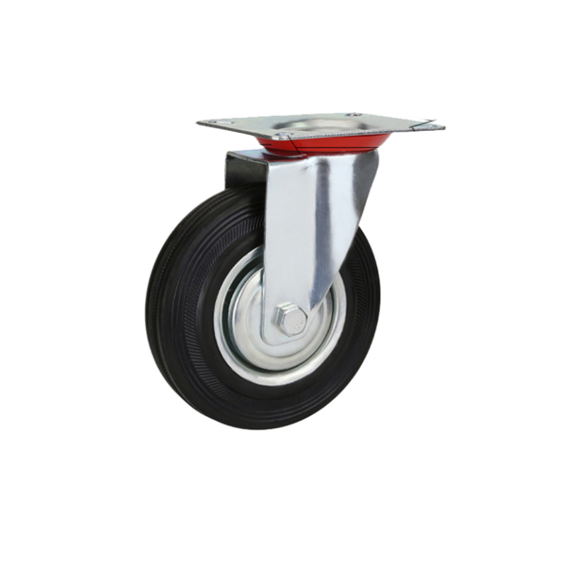 Industrial 3/3.5/4/5/6/8 Inch Rubber Caster Wheels Manufacturer's Plate Casters with Stem Type for Trolleys and Industrial Use