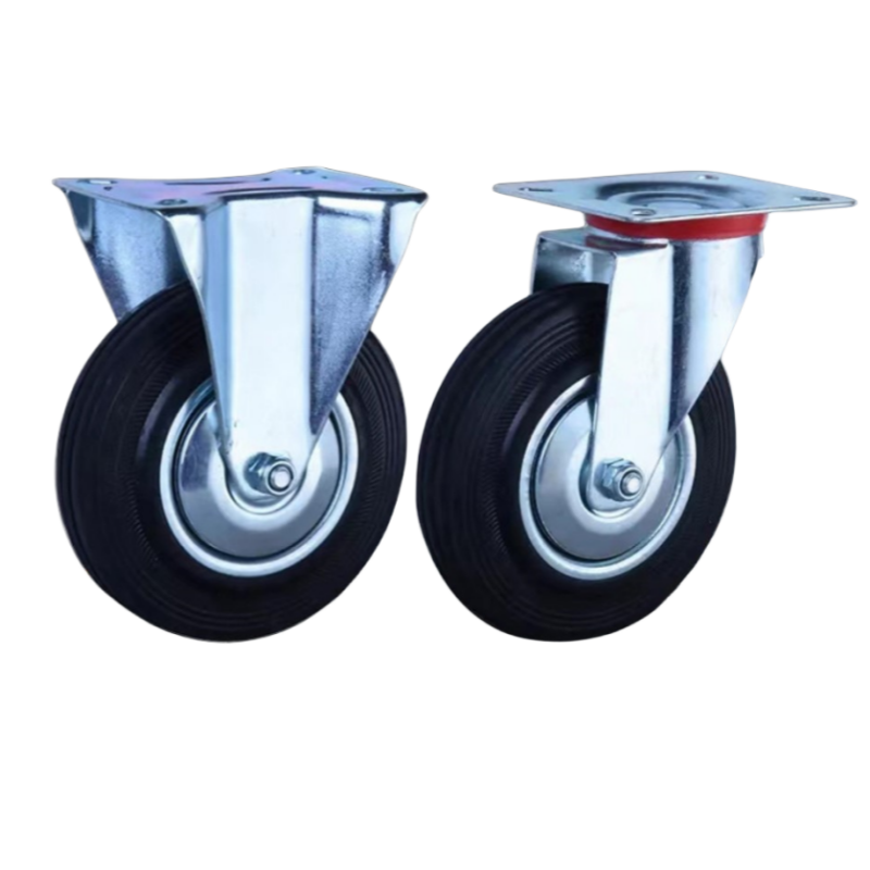 Industrial 3/3.5/4/5/6/8 Inch Rubber Caster Wheels Manufacturer's Plate Casters with Stem Type for Trolleys and Industrial Use