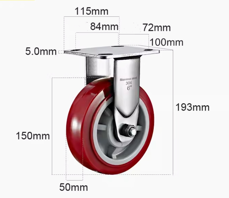 HS Heavy duty wheel industrial casters stainless steel commercial caster cabinet industry