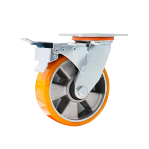 6/8 Inch Heavy Duty Iron PU Aluminium Core Locking Castors Trolley Wheels Swivel Industrial Moving Wheel Casters