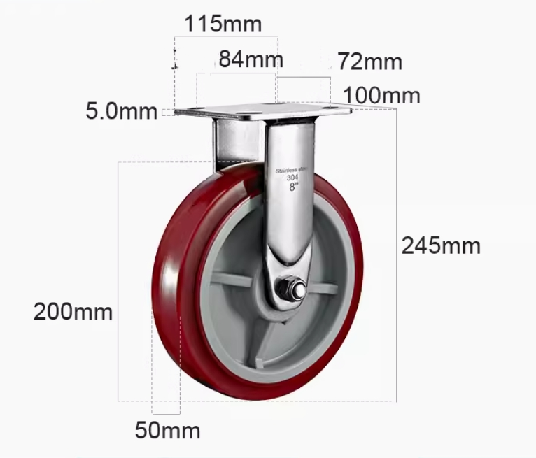 HS Heavy duty wheel industrial casters stainless steel commercial caster cabinet industry