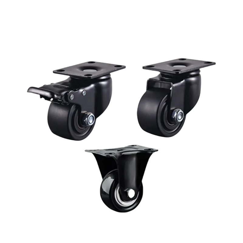 HS 3 inch low center of gravity low profile black nylon wheels machinery trolley heavy duty caster wheels nylon castors Fixed