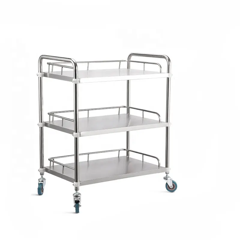 High Quality Stainless Steel Trolley Medical Cart With Lock Drawers