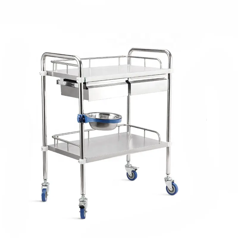 High Quality Stainless Steel Trolley Medical Cart With Lock Drawers