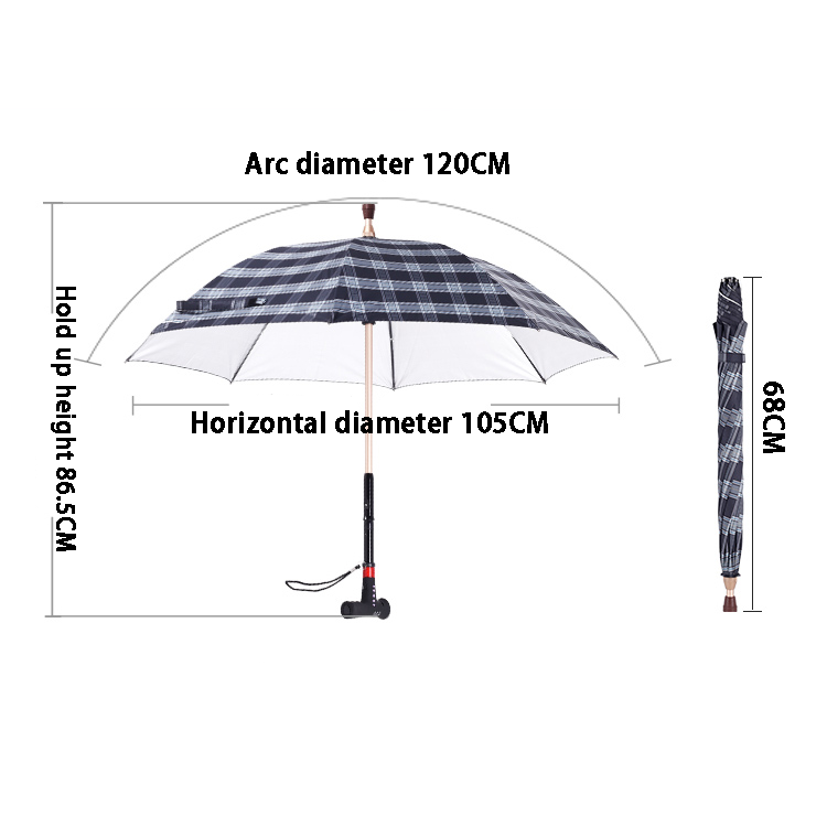 High Quality Multifunctional Foldable Cane Umbrella for Elderly and Adult Crutches Users