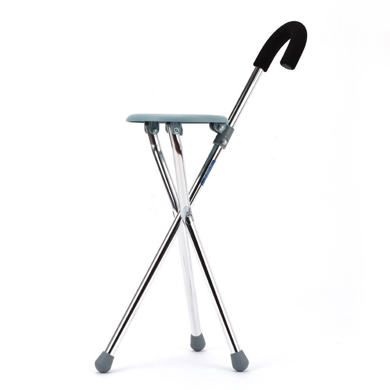 Hot Sale Comfortable Non-Slip Elderly Crutch with Seat Safe Walking Stick For Old Men With Stool