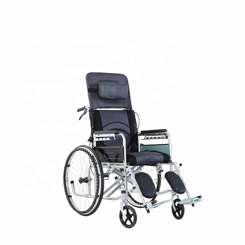 High Quality Factory Price Wheelchair Full Recline With Sitting Foldable Portable Manual Wheelchair