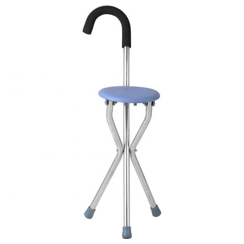 Hot Sale Comfortable Non-Slip Elderly Crutch with Seat Safe Walking Stick For Old Men With Stool