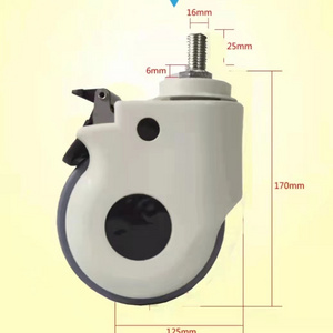 High quality caster with brake hospital bed caster trolley rotating medical caster mute wheel