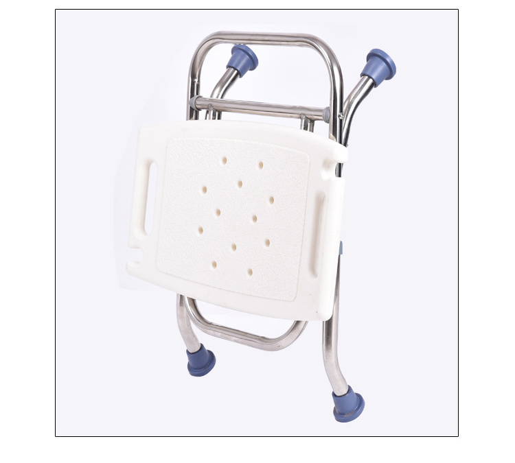 Elderly bathing chair anti-skid elderly folding belt back stainless steel shower stool pregnant woman