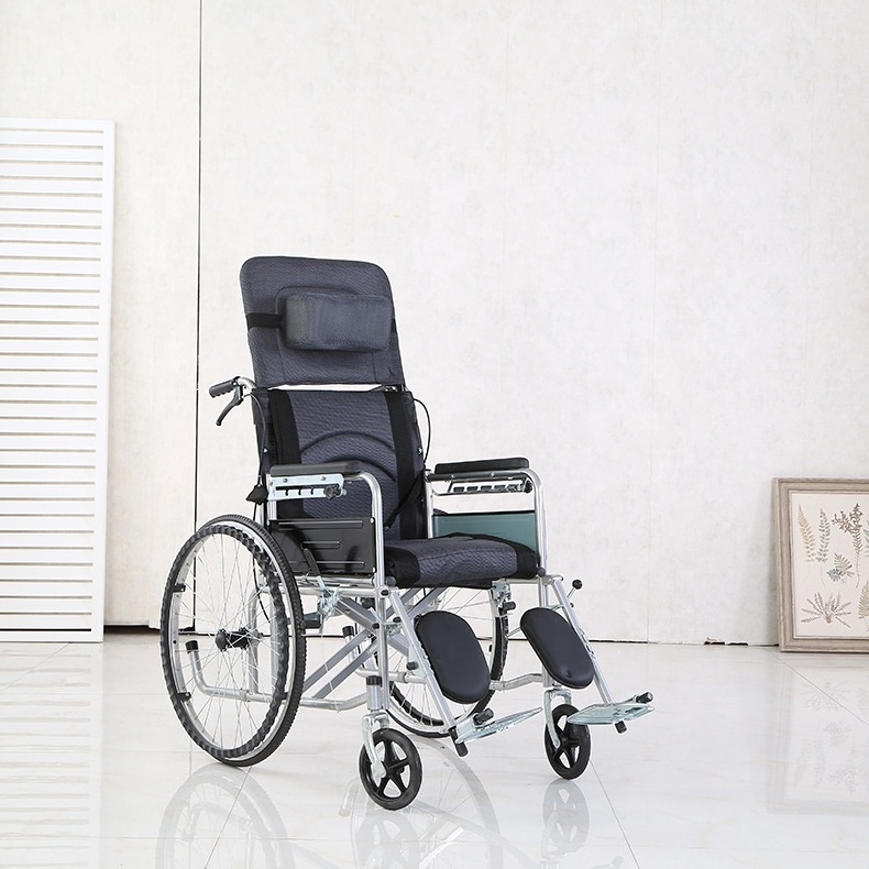 High Quality Factory Price Wheelchair Full Recline With Sitting Foldable Portable Manual Wheelchair