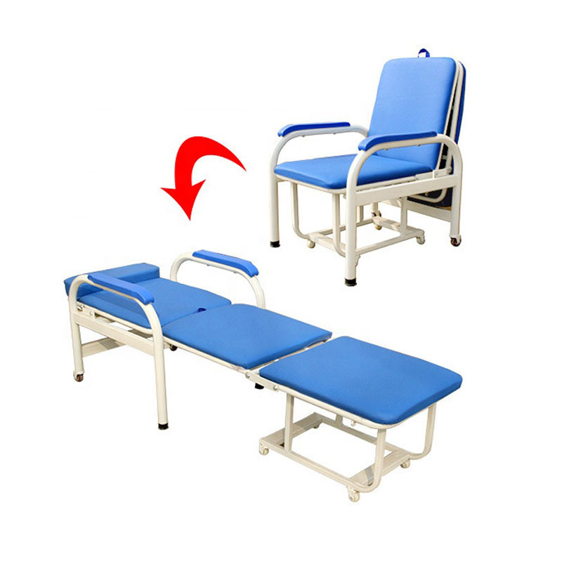 Cheap Price Portable Hospital Chair Folding Multi-function Bed Accompany Folding Hospital Escort Chair