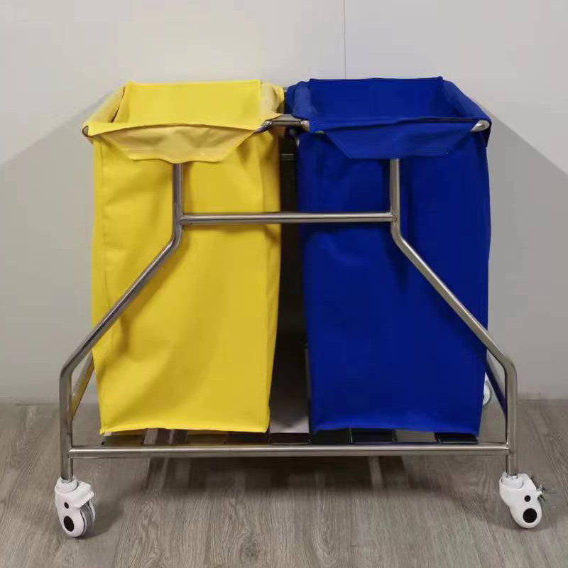 Hot selling stainless steel 201 silent wheel medical dirt cart trolley for hospital cleaning cart