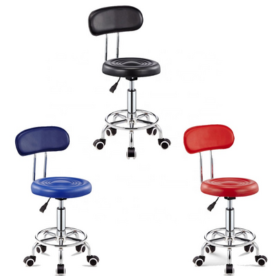 Rolling Stool Mid-Back with Footrest Height Adjustable Office Computer Home Drafting Swivel Task Chair with Wheels