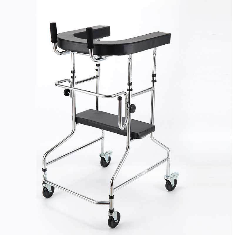 Factory height-adjustable stainless steel walking aid standing frame adult walker