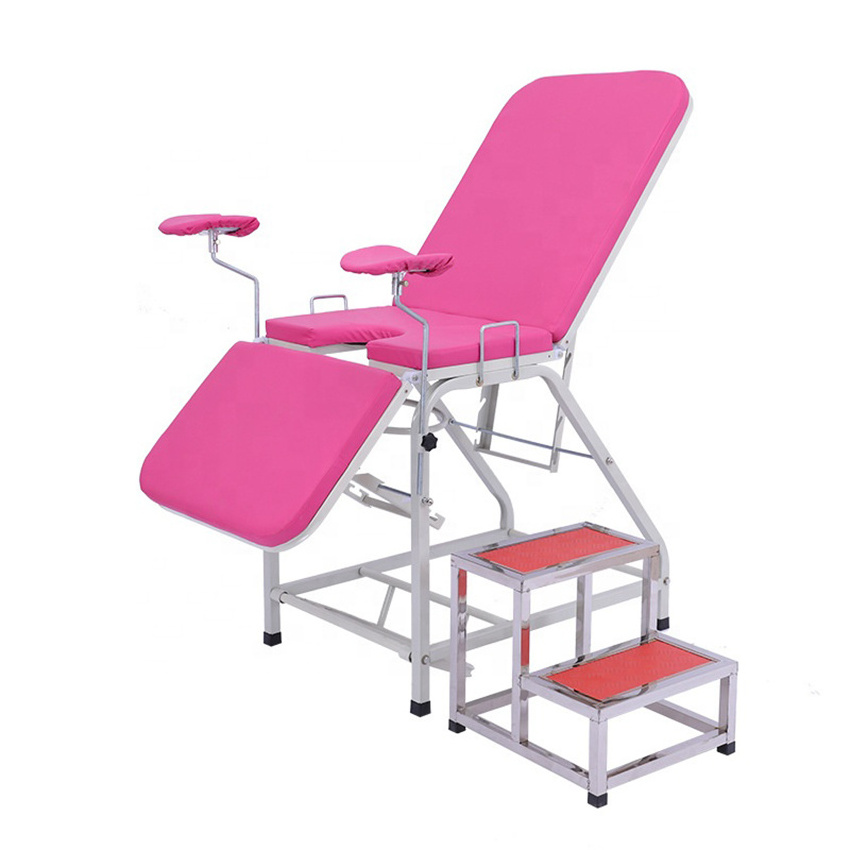 Hospital Equipment Stainless Steel Portable Gynecological Examing Table With Stirrups