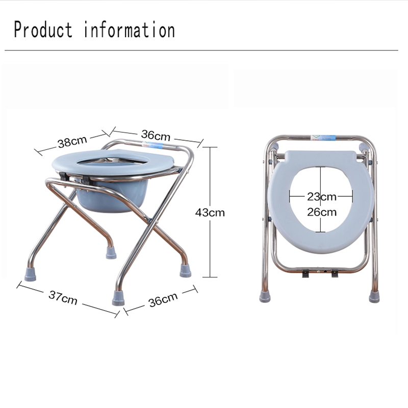 Foldable stainless steel potty chair for elderly portable toilet chair strong disabled toilet