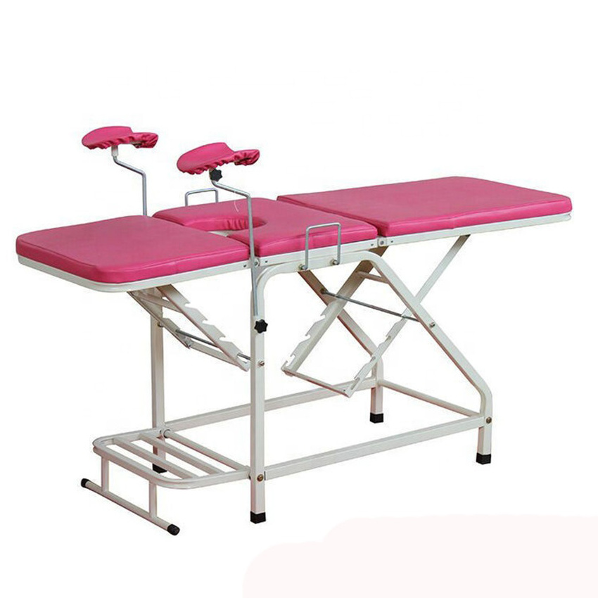 Hospital Equipment Stainless Steel Portable Gynecological Examing Table With Stirrups