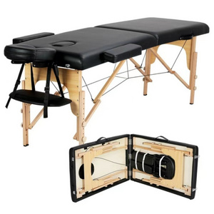 Beauty spa wooden massage bed with high-quality and portable folding massage bed adjustable bed frame with massage