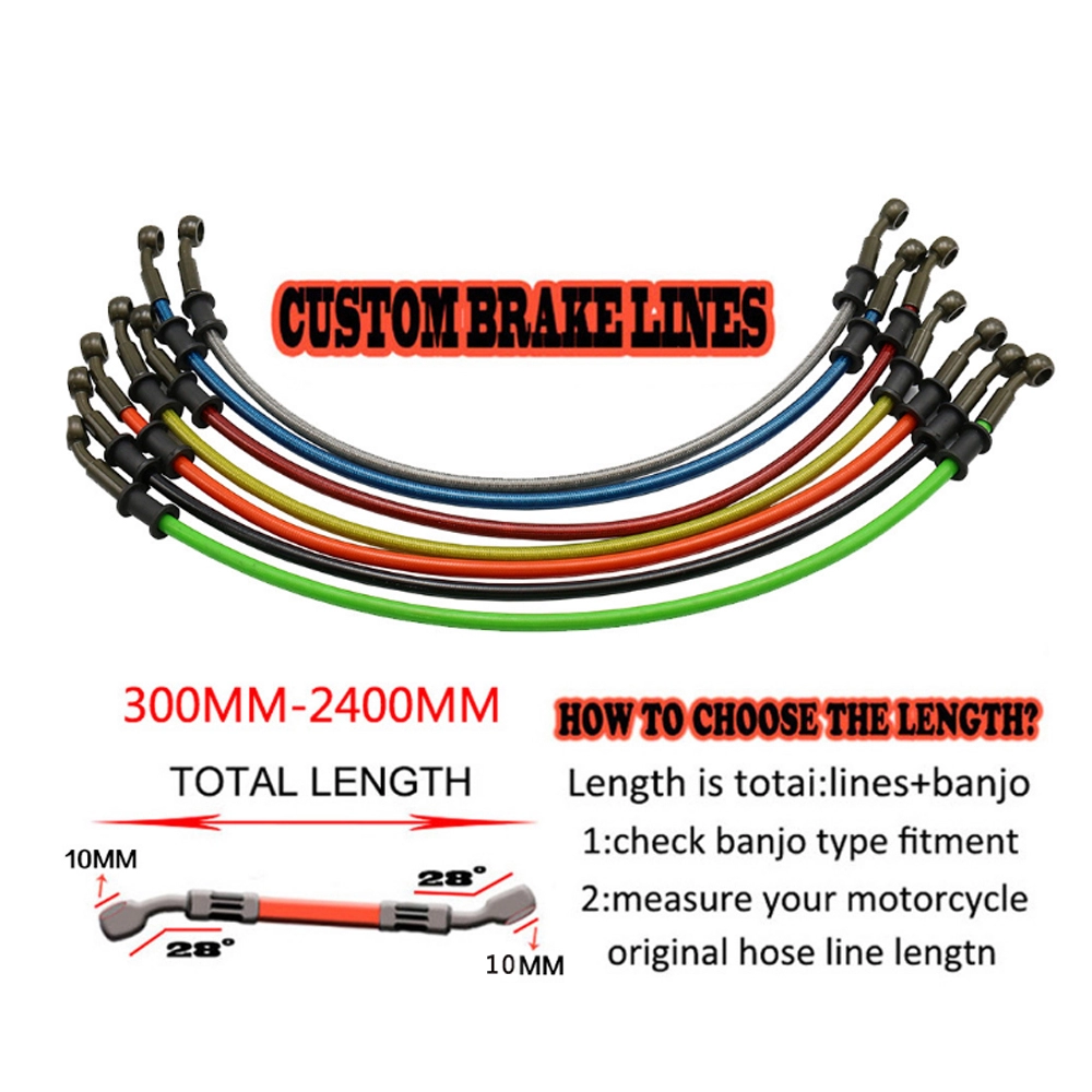 1/8 Flexible pre-made braided brake lines hose with billet aluminum fittings 3/8-24unf AN3 3AN Motorbike Accessories