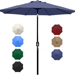 Aluminum Alloy Pole Tilt Button  Patio Outdoor Umbrella with Crank and 8 Ribs