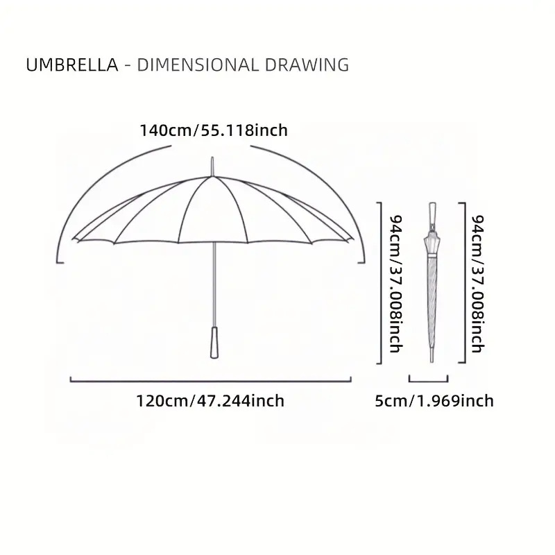 Automatic double-layer umbrella with straight handle for men and women, which increases the umbrella surface and is durable.