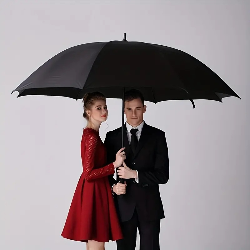 Automatic double-layer umbrella with straight handle for men and women, which increases the umbrella surface and is durable.