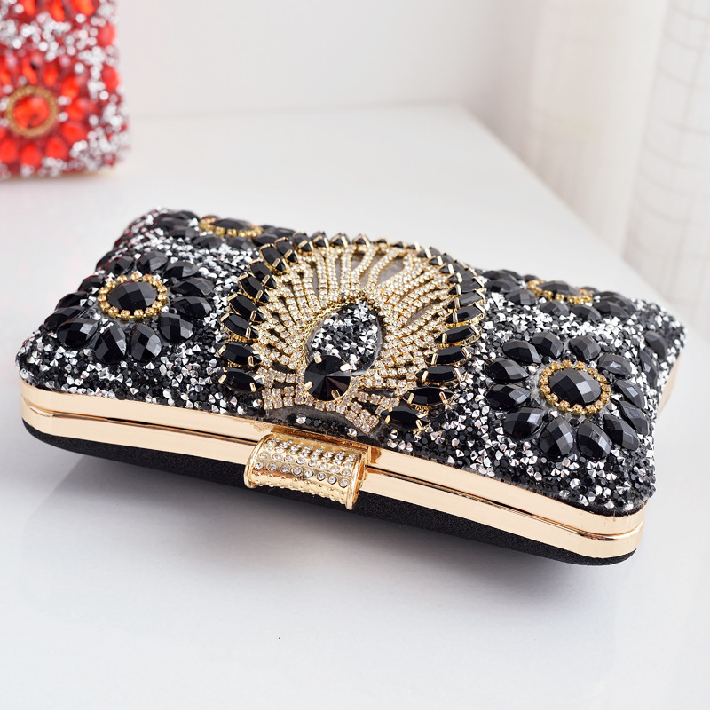 Gorgeous noble diamond set crystal banquet bag fashion diamond clutch wallet sapphire square bag