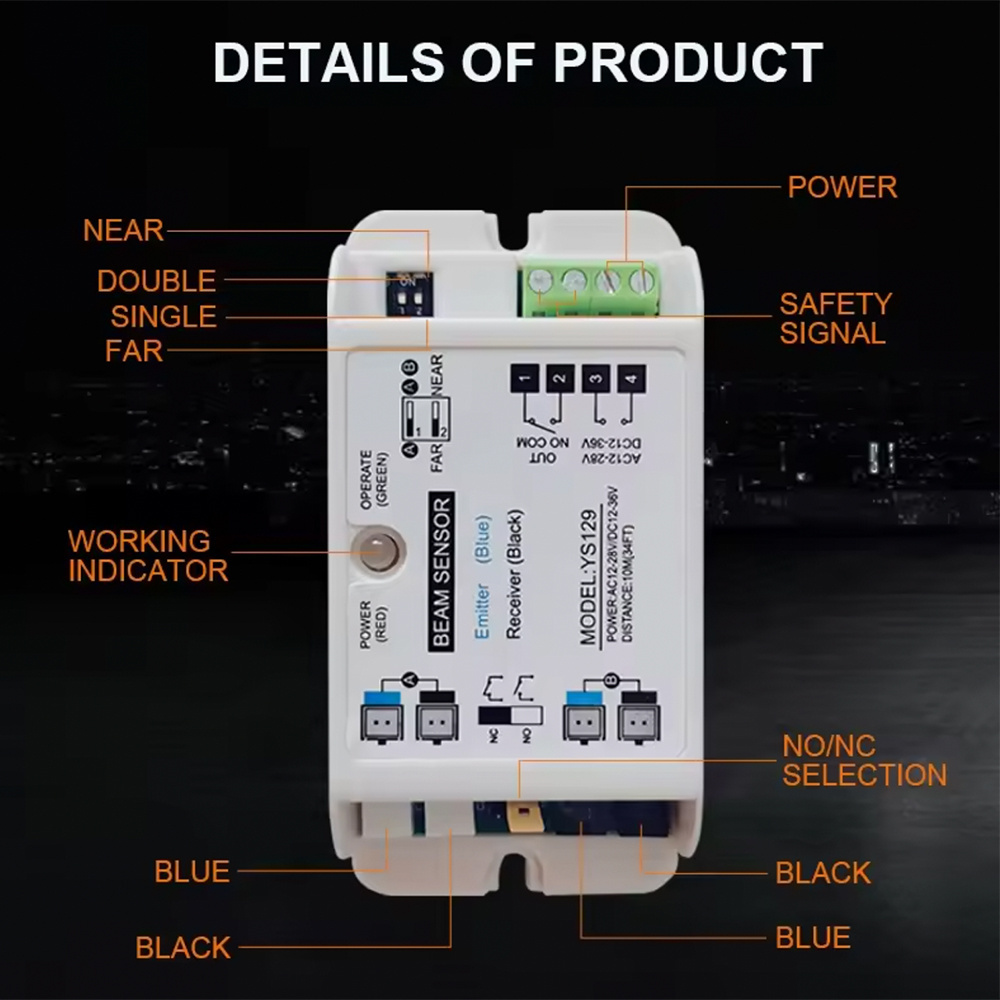 Infrared Photocell safety beam sensor for automatic sliding door operator