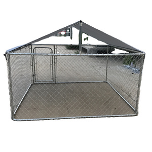 Online Hot sell in America! 7.5 x 7.5 ft Dog Run Chain Link Dog Kennel with Roof Cover