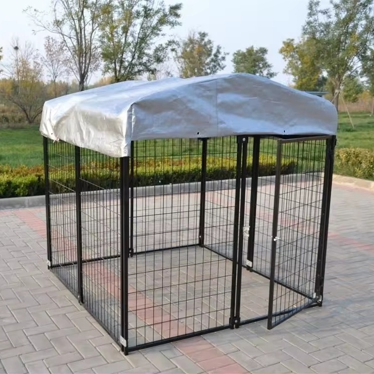 Black Solid Pattern Iron Dog Cage Sustainable Outdoor Pet Sports Welded Metal Crate Moderate Price