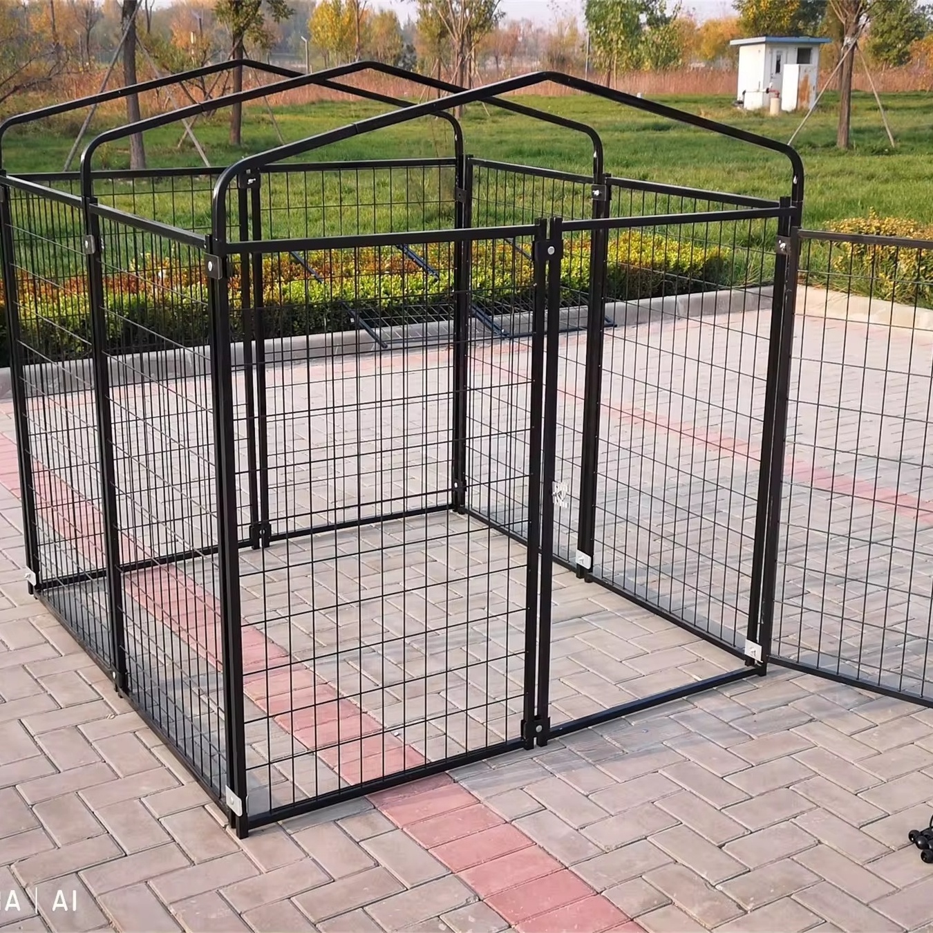 Black Solid Pattern Iron Dog Cage Sustainable Outdoor Pet Sports Welded Metal Crate Moderate Price