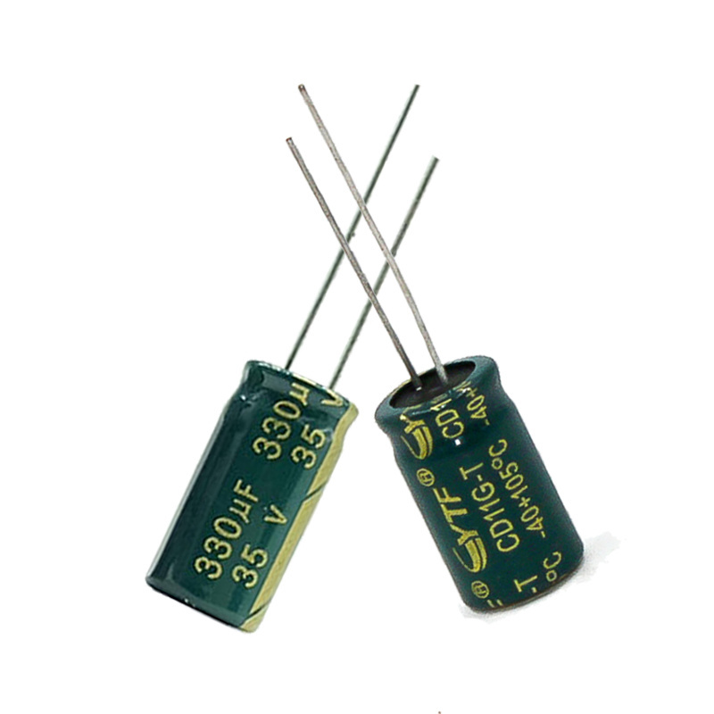 China Manufacturer Factory OEM/ODM Radial Low ESR 10*13mm 35V330UF Aluminum Electrolytic Capacitor 35V 330UF In Stock