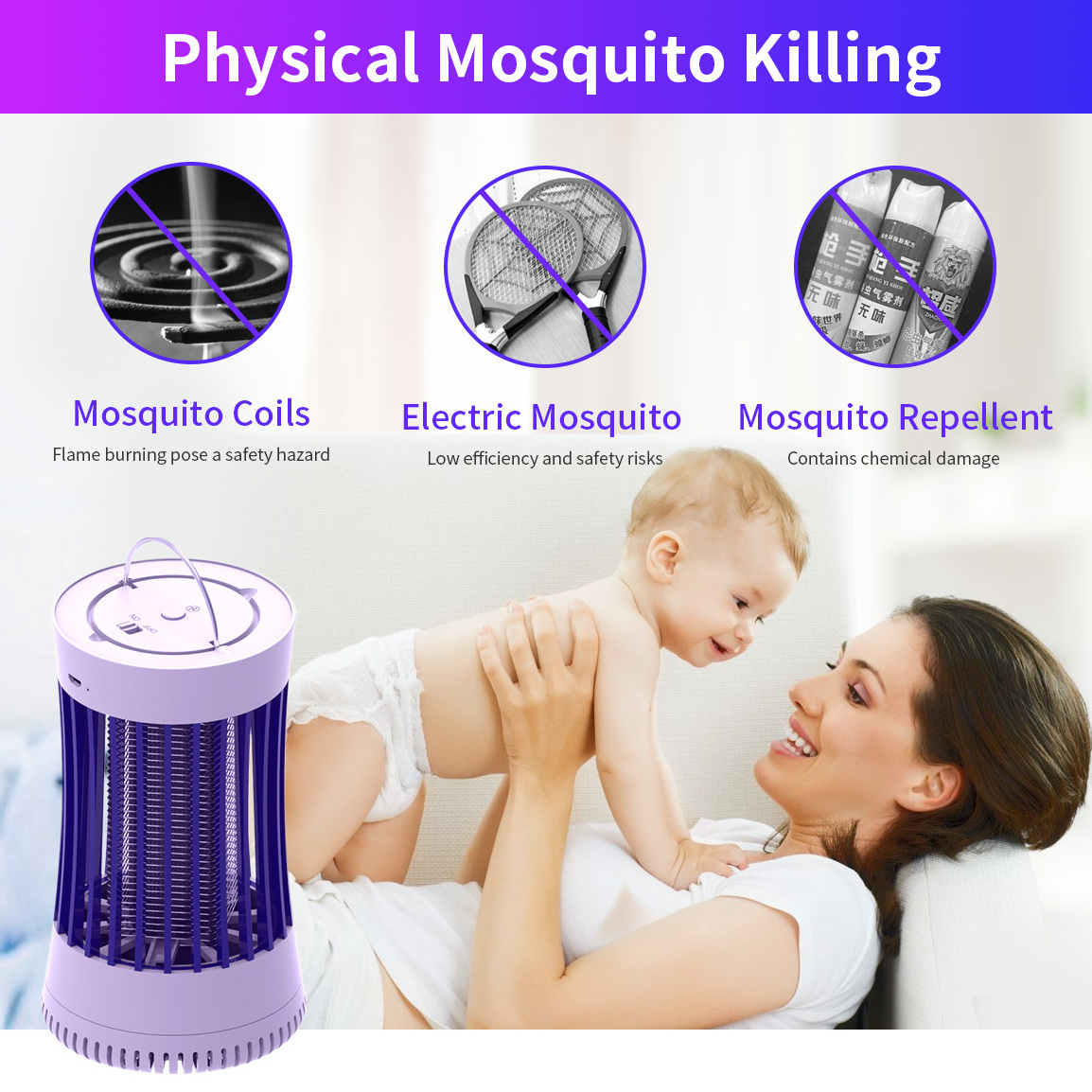 New Arrival USB Electronics Anti Mosquito Trap LED Night Light Lamp Electric Mosquito Killer Lamp Bug Zapper