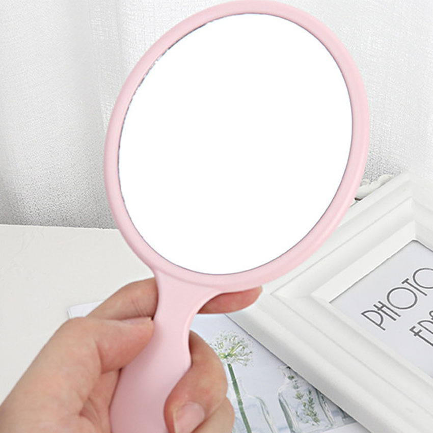 Small MOQ customized logo cosmetic pink hand mirrors wholesale bulk makeup hand held mirror