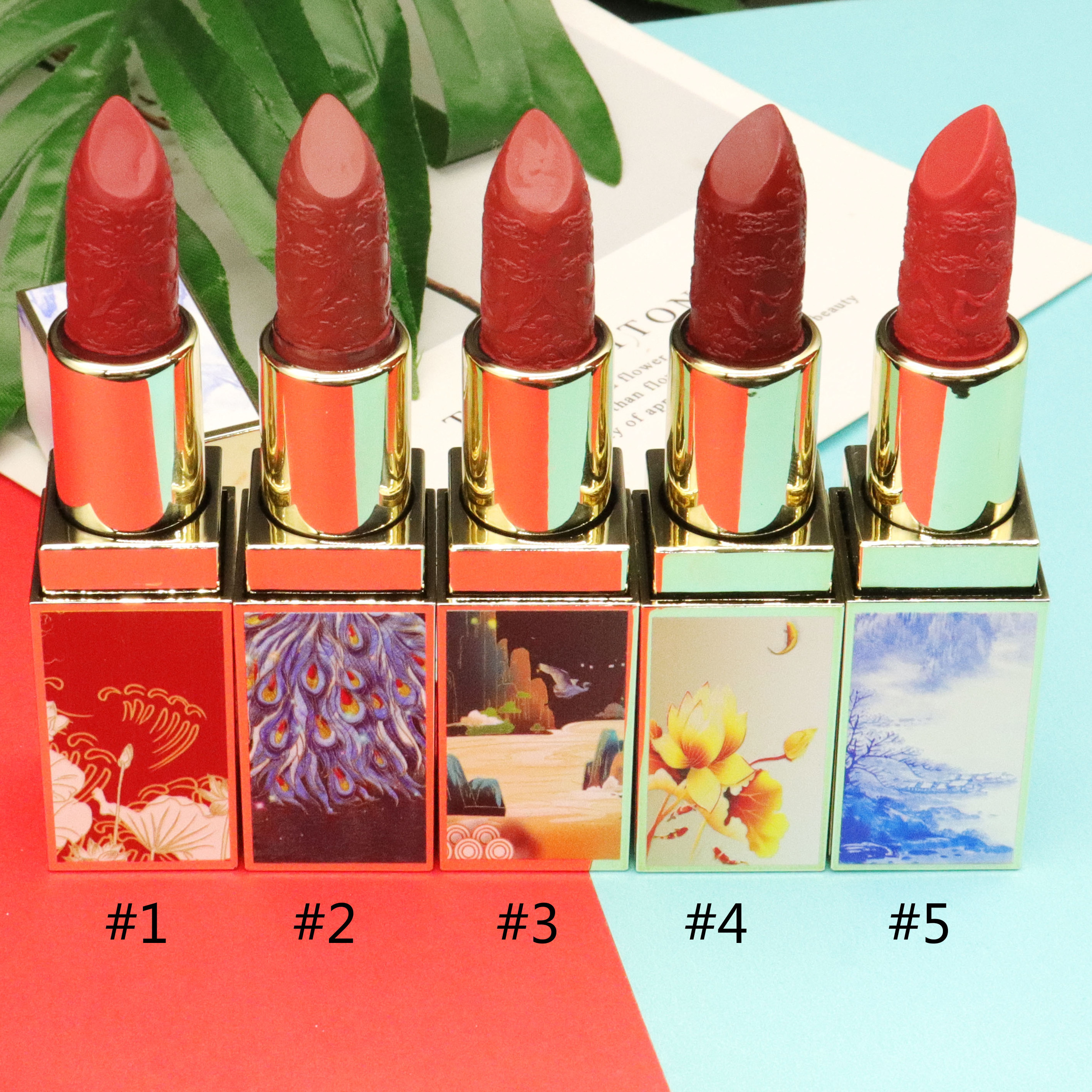 Chinese style carved lipstick OEM production matte waterproof lipsticks New style velvet Lipstick