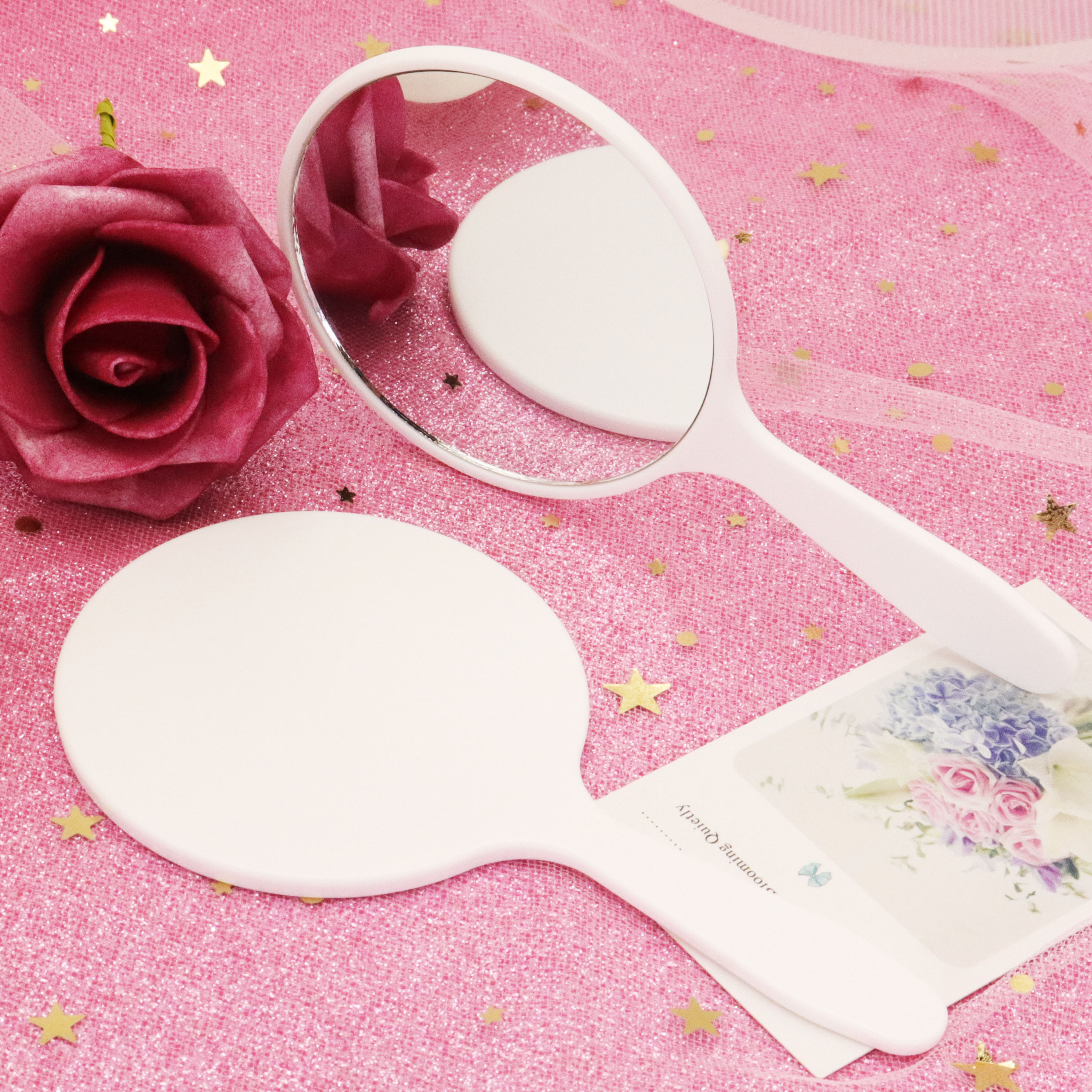 Wholesale Cheap Price Makeup Mirror Personalized Design Colorful Plastic Hand Held Beauty Makeup Mirror