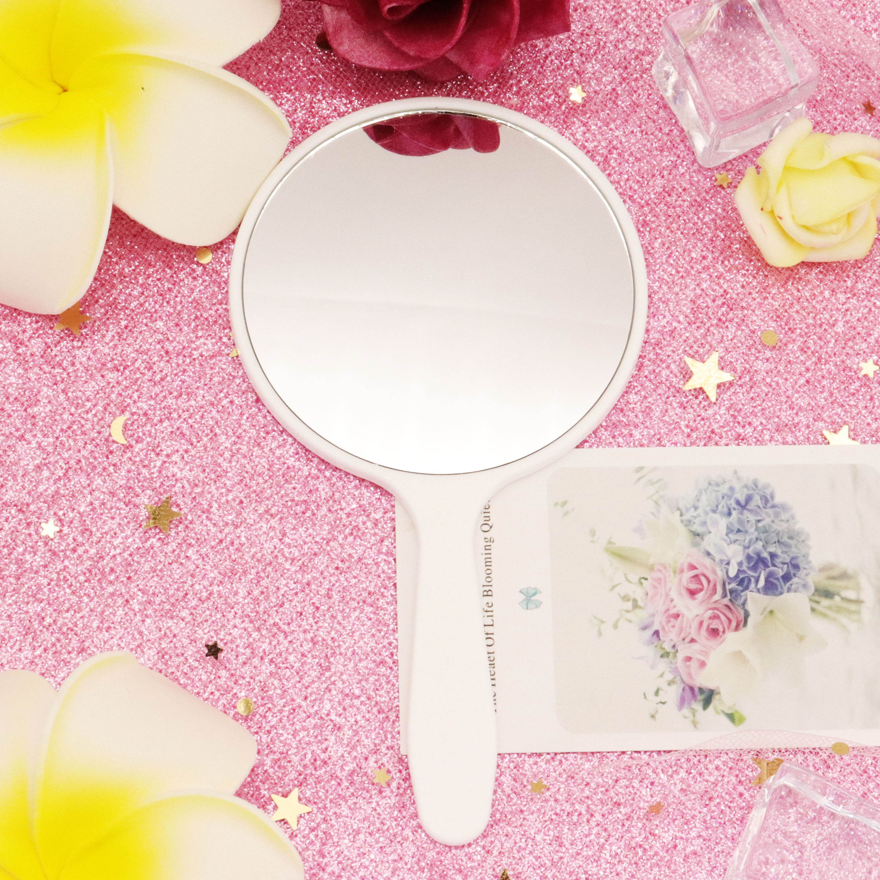 Wholesale Cheap Price Makeup Mirror Personalized Design Colorful Plastic Hand Held Beauty Makeup Mirror