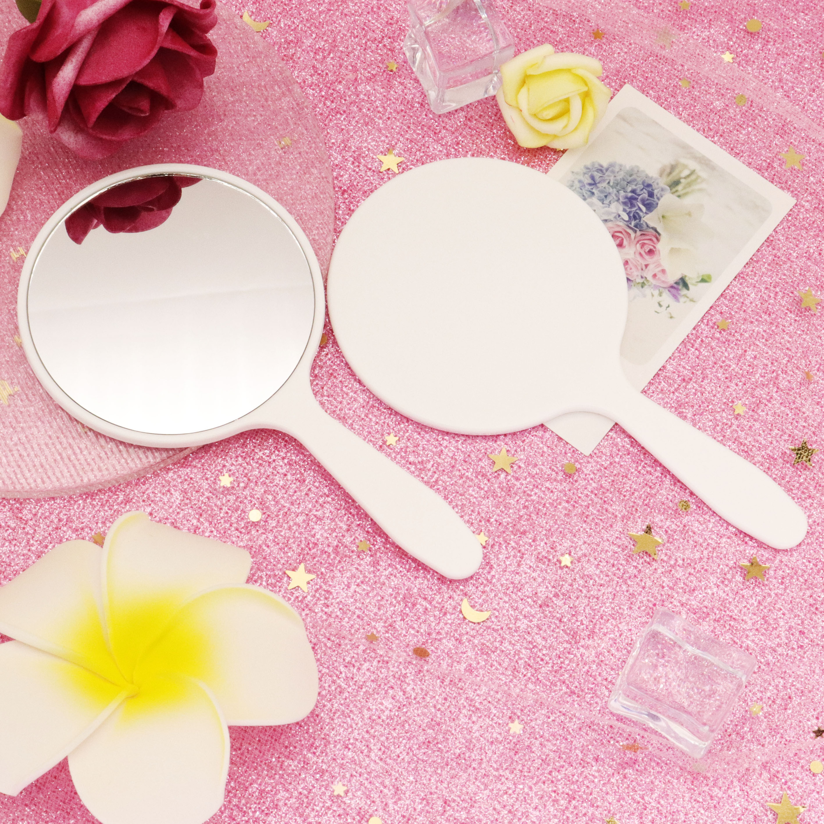 Wholesale Cheap Price Makeup Mirror Personalized Design Colorful Plastic Hand Held Beauty Makeup Mirror