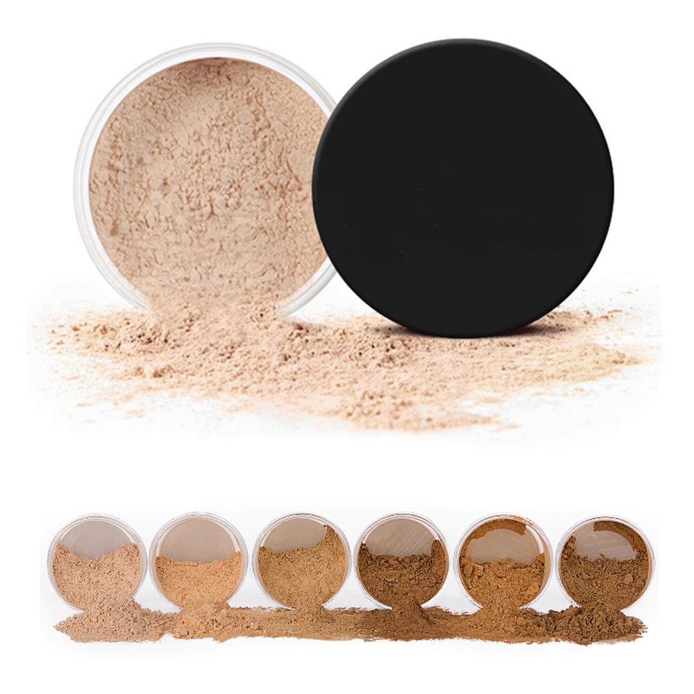 Own Brand Vegan Cosmetics Private Label Translucent Setting Loose Powder Foundation for Women Female Common Makeup Packaging