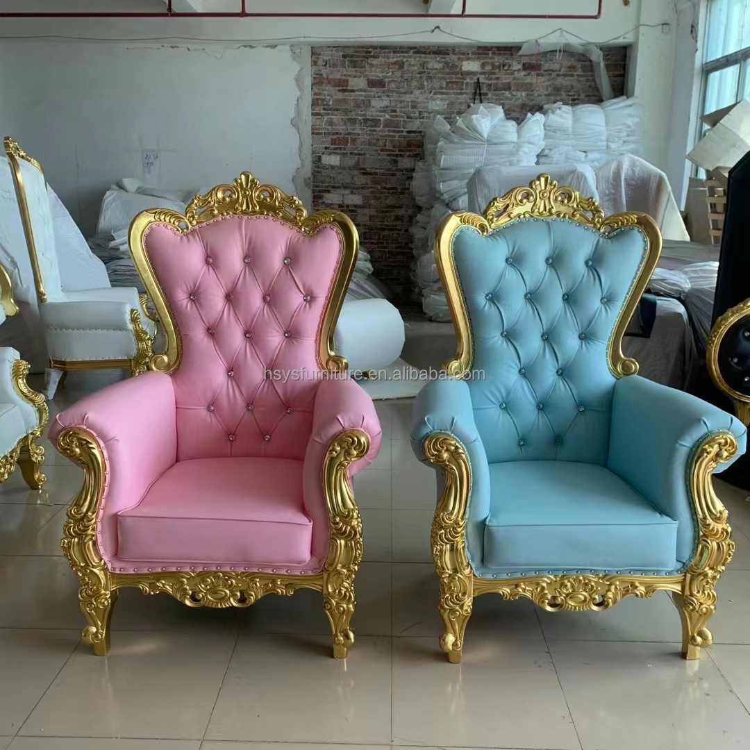 Royal white gold kids king throne chair for children event party